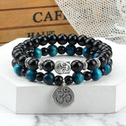 Natural Stone Bracelet Set Men Vintage Ethnic Buddha Braclets Charm OM Symbol Bangles Friendship Women Yoga Healing Jewelry Gift