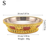 Tibetan Fruit Altars Plate,Multi-size Resin Stainless Steel Circle Saucer,Buddhist Offering Holy Plate,Buddhism Religious Items