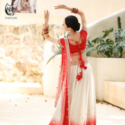 Traditional Dress Indian Dance Dress Ethnic Style Women's Sari Dance Dress Scarf Top Large Swing Skirt Lengha Set Indian Saree