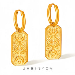 UHBINYCA Devil's Eye Pendant Earrings for Women, Stainless Steel Gold Plated Anti Rust Jewelry