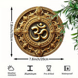 1 Piece 2D 8 Inch Wooden Disc Deluxe Gold Om Symbol Model Sign Garage Hanging Garden Porch Living Room Park Outdoor