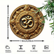 1 Piece 2D 8 Inch Wooden Disc Deluxe Gold Om Symbol Model Sign Garage Hanging Garden Porch Living Room Park Outdoor