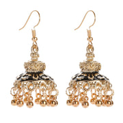 Ethnic Retro Geometric Turkish Jhumka Earrings For Women Indian Jewelry Flower Gold Color Bell Tassel Dangling Earrings