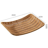 Creative Fruit Plate Imitation Rattan Woven Retro Living Room Snack Storage and Placement Square Afternoon Tea Heart Plate