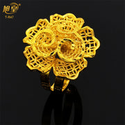 XUHUANG Dubai Gold Color Rings For Women Wedding Africa Bride Indian Fashion Hawaiian Jewelry Party Gifts New Style