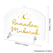 1pc Ramadan Mubarak Table Sign White/Gold Ramadan Decor Eid Mubarak Ramadan Kareem Home Table Centerpiece Tabletop Decoration