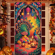 Diwali Decoration Party Background  Indian Diwali Peacock Candle Party Supplies Door Decoration Festival Door Cover Backdrop