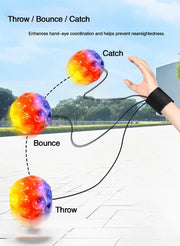 High Elastic Decompression Moon Stone Ball with Rebound Rope for Kids and Seniors Fun Stress Relief Outdoor Fitness Toy