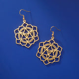 LIKGREAT OM Buddhism Lotus Flower Earring for Women Stainless Steel Mala Indian Yoga Chakra Drop Earrings Buddhist Jewelry Gift