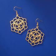 LIKGREAT OM Buddhism Lotus Flower Earring for Women Stainless Steel Mala Indian Yoga Chakra Drop Earrings Buddhist Jewelry Gift