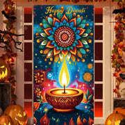 Diwali Decoration Party Background  Indian Diwali Peacock Candle Party Supplies Door Decoration Festival Door Cover Backdrop