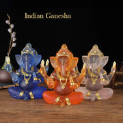 Resin Lucky Fortune Elephant God Statue Ganesha Figurine Indian Shiva God Sculpture Religious Ornaments Home Office Decortion
