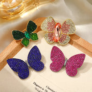 Blue Butterfly Brooches Crystal Rhinestones Metal Pins Flying Insect Brooch for Women Clothing Jewelry Gifts