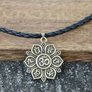 OHM OM AUM Yoga Lotus Flower Buddha Pendant Necklace For Women Religious Mandala Buddhism Jewelry
