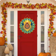 Diwali Decorations for Home – Festive Wooden Door Sign with Indian Motifs for Deepawali, Weddings of Lights Celebrations