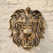 Wall Hanging Lion Head Art Sculpture Cool Gold Lion King Resin Sculpture Entryway Bedroom Home Wall Hangings Luxury Wall Decor