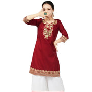 Indian Women's Pure Cotton Long Sleeved Top Embroidery Craft Pakistan Traditional Top Wear Sleeved Ethnic Clothing