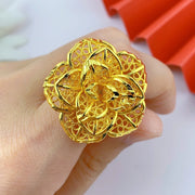 XUHUANG Dubai Gold Color Rings For Women Wedding Africa Bride Indian Fashion Hawaiian Jewelry Party Gifts New Style