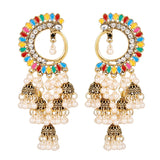 Retro Bollywood Oxidized Women Jhumka Indian Earrings Femmes 2020 Ethnic Gold Silver Color Afghan Bell Long Tassel Drop Earrings