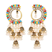 Retro Bollywood Oxidized Women Jhumka Indian Earrings Femmes 2020 Ethnic Gold Silver Color Afghan Bell Long Tassel Drop Earrings