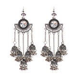 Retro Bollywood Oxidized Women Jhumka Indian Earrings Femmes 2020 Ethnic Gold Silver Color Afghan Bell Long Tassel Drop Earrings